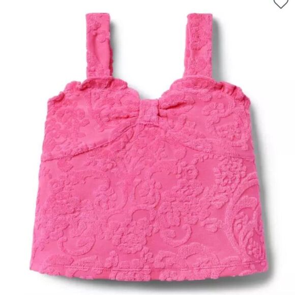 Janie and Jack 100048640 Floral Terry Jacquard Top Pink NWT size 3 - Picture 1 of 7